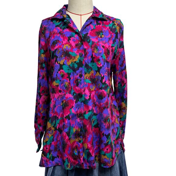 Vintage Motherhood Womens Abstract Printed Button Front Shirt - Picture 1 of 8